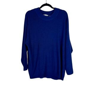 Free People FP Beach Blue Oversized Ribbed Knit Crewneck Sweater Medium NWT